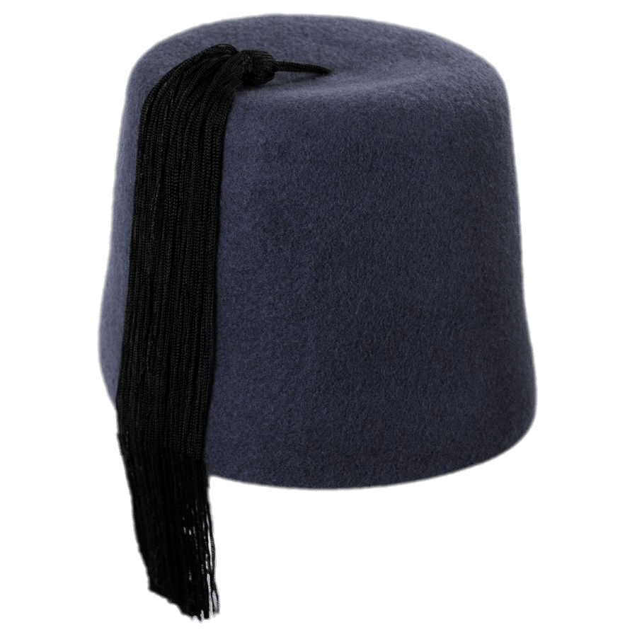 Grey Fez With Long Black Tassel