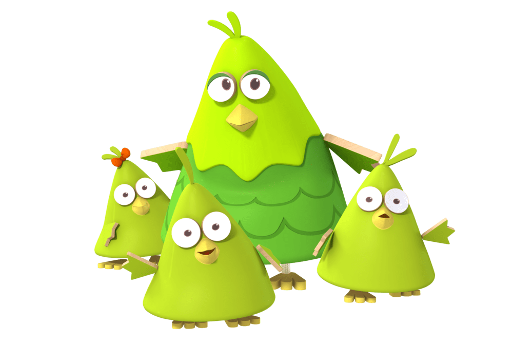 Spring Chicks With Their Mum