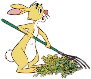 Winnie the Pooh Rabbit Raking Leaves