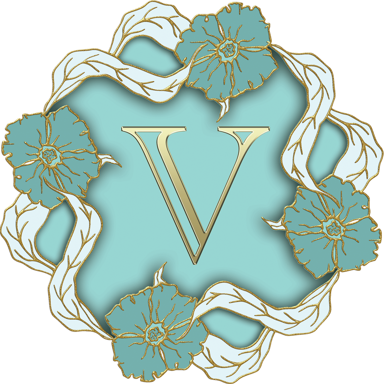 Flower Theme Capital Letter V