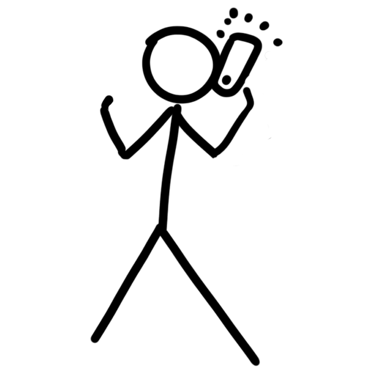 Stick Man Holding Smartphone