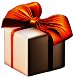 Compact Gift In Orange And Brown Fall-Themed Paper With A Twine Bow, Minimalist - Single Christmas Present, Wrapped In Exquisite Festive Wrapping, Minimalist, No Shadow