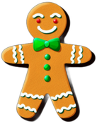 Gingerbread Man With Green Icing, Wearing A Bow Tie, Minimalist - Gingerbread Men, Decorated For Christmas, With Colorful Details And Icing, Single Item, No Shadow