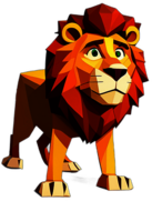 Lion, Cartoon Character - In The Style Of Pixar, Single View, No Shadow