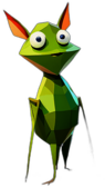 Grasshopper, Children'S Cartoon Animation Style -  Full Body, Single View, No Shadow