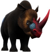 Zafari character Renalda the rhinoceros front view