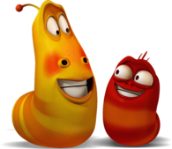 Larva Red and Yellow Smiling At Each Other