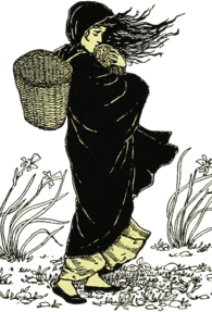 Woman Carrying A Baby In The Wind