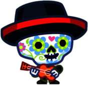 Hoolio the Creepy Crooner Holding His Guitar