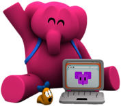 Elly Working on Computer