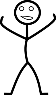 Stick Figure Raising Hands Happy