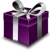 Purple Gift Box With Silver Ribbon