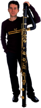 Musician Holding Contrabass Flute