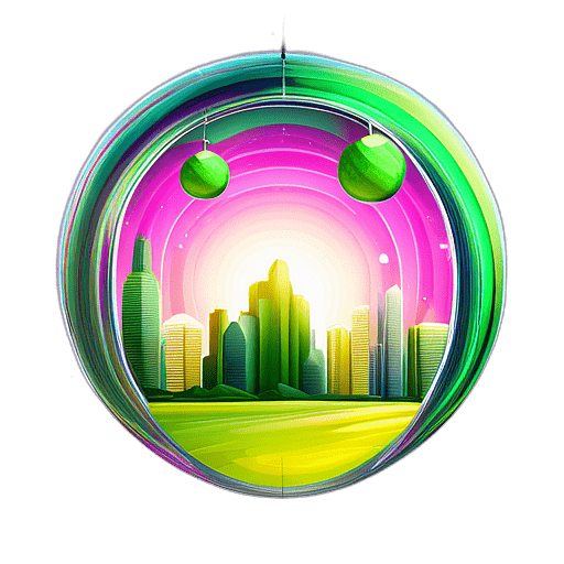 Neon Green Bauble With Funky Geometric Shapes, Minimalist - Single Item, Decorated Christmas Bauble, High Detail, No Shadow