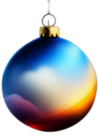 Sky Blue Bauble With Fluffy Cloud Illustrations, Minimalist - Single Item, Decorated Christmas Bauble, High Detail, No Shadow