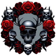 Gothic Black Wreath With Dark Roses, Thorns, And A Skull Centerpiece, Minimalist - Single View, Decorated With Christmas Decorations On Differenct Colours, High Detail, No Shadow