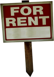 For Rent Sign on Wooden Pole