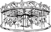 Merry Go Round Black and White Drawing