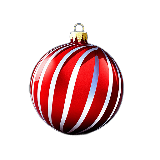 Candy Cane Striped Bauble In Red And White, Minimalist - Single Item, Decorated Christmas Bauble, High Detail, No Shadow