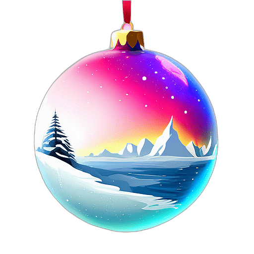 Pastel Pink Bauble With Unicorn And Rainbow Motifs, Minimalist - Single Item, Decorated Christmas Bauble, High Detail, No Shadow