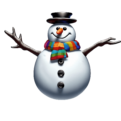 Snowman with a Thick Colorful Scarf