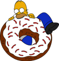 Homer Simpson eating giant donut