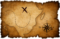 Cross on Treasure Map