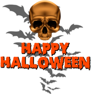 Happy Halloween Skull and Bats