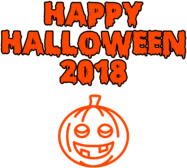 Happy Halloween 2018 Smiling Pumpkin Bloody Font