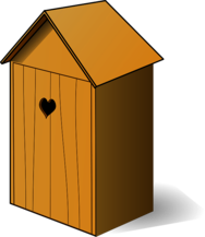 Wooden Toilet Cubicle with Heart Opening