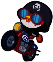 Peppy the Stunt Penguin on A Motorbike