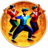 A lively salsa club where dancers move in sync with the rhythm of the congas. low poly app icon