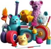 small set of colourful music toys