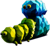 Caterpillar, Children'S Cartoon Animation Style -  Full Body, Single View, No Shadow