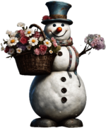 Snowman Holding a Flower Basket
