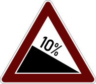 10% Slope Danger Warning Road Sign