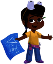 Kiva Holding a Blueprint