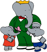 Babar the Elephant With Flora and Pom