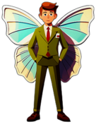 Butterfly, Children'S Cartoon Animation Style -  Full Body, Single View, No Shadow