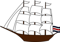 Sailing Ship with White Sails