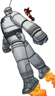 Big Guy and Rusty the Boy Robot In the Air