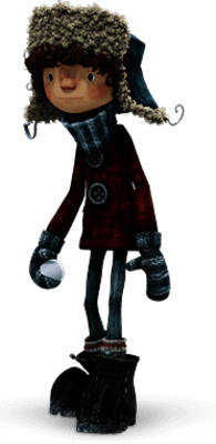 Snowsnaps character holding snowball
