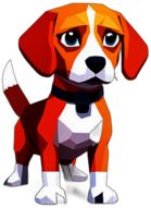 Beagle, Children'S Cartoon Animation Style - Full Body, Single View, No Shadow