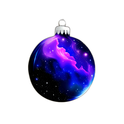 Deep Purple Bauble With Starry Night Sky Design, Minimalist - Single Item, Decorated Christmas Bauble, High Detail, No Shadow
