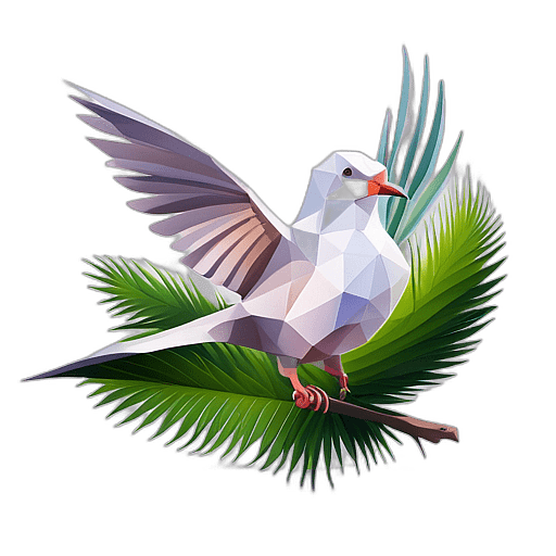 Illustration Of A Dove Signifying Peace, Clutching An Olive Twig., In The Style Of A Cartoon Animation Character - Full Body, Single View, No Shadow