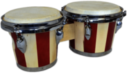 Red and White Striped Bongo Drums