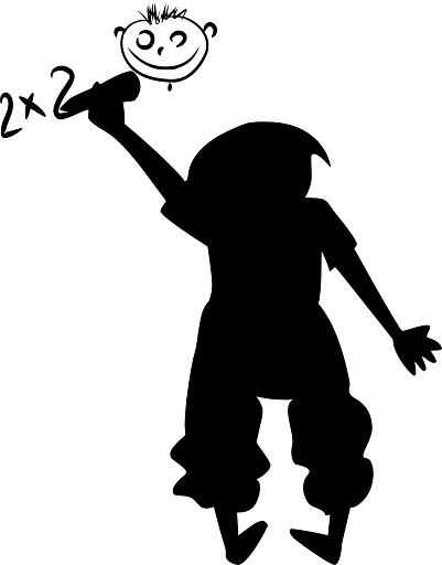 Drawing of a Little Boy Making a Sum