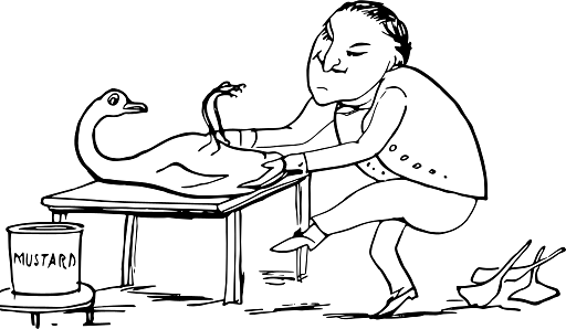 Edward Lear Drawing Man Putting Mustard on a Goose