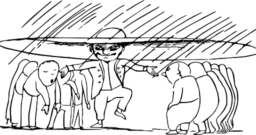 Edward Lear Drawing People Sheltering Under Giant Hat