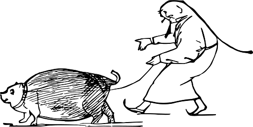 Edward Lear Drawing Man Walking his Fat Dog